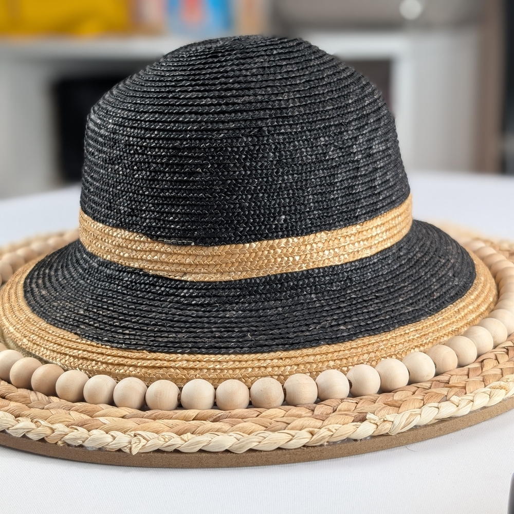 Black and Tan Straw Hat